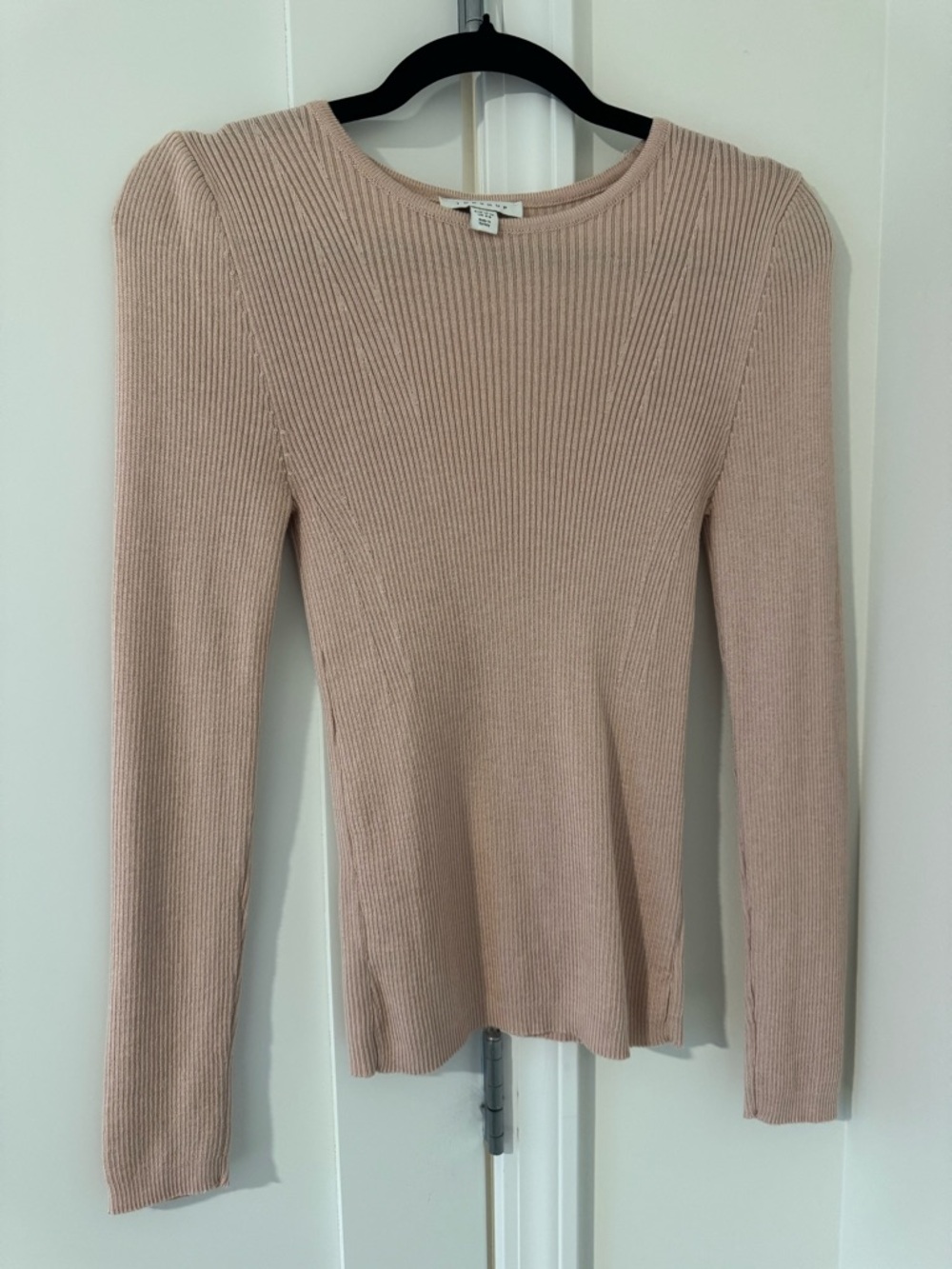Topshop Ribbed Knit Tee in Dusty Pink